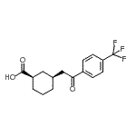 structure of CAS# 735275-42-0, (1R,3S)-3-{2-Oxo-2-[4-(trifluoromethyl)phenyl]ethyl}cyclohexanecarboxylic acid;cis-3-[2-<wbr>oxo-2-(4-<wbr>trifluoro<wbr>methylphe<wbr>nyl)ethyl<wbr>]cyclohex<wbr>ane-1-car<wbr>boxylic a<wbr>cid