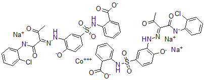 CAS#: 73612-41-6， Bis(2-(((3-((1-(((2-chlorophenyl)amino)carbonyl)-2-oxopropyl)azo)-4-hydroxyphenyl)sulfonyl)amino)benzoato(3-))-Cobaltate trisodium salt