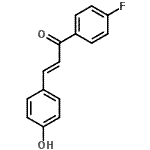 structure of CAS# 7397-22-0, (2E)-1-(4-Fluorophenyl)-3-(4-hydroxyphenyl)-2-propen-1-one;(2E)-1-(4-Fluorophenyl)-3-(4-hydroxyphenyl)-2-propen-1-one #;(2E)-1-(4-fluorophenyl)-3-(4-hydroxyphenyl)prop-2-en-1-one;(E)-1-(4-fluorophenyl)-3-(4-hydroxyphenyl)prop-2-en-1-one