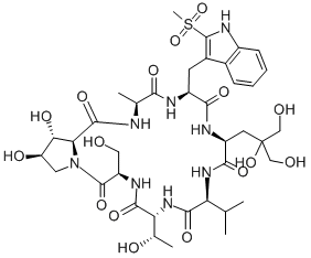 CAS#: 74113-57-8， 12-[2,3-Dihydroxy-2-(Hydroxymethyl)Propyl]-22,23-Dihydroxy-6-(1-Hydroxyethyl)-3-(Hydroxymethyl)-18-Methyl-15-[(2-Methylsulfonyl-1H-Indol-3-Yl)Methyl]-9-Propan-2-Yl-1,4,7,10,13,16,19-Heptazabicyclo[19.3.0]Tetracosane-2,5,8,11,14,17,20-Heptone