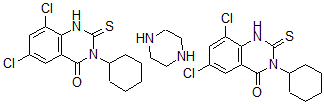 CAS#: 75129-84-9， 2,3-Dihydro-3-cyclohexyl-6,8-dichloro-2-thioxo-4-quinazolinone compd. with piperazine