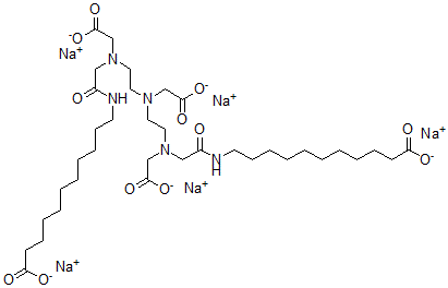 CAS 登录号：75977-88-7， 11-[[2-[(2-氧代-2-氧代乙基)-[2-[(2-氧代-2-氧代乙基)-[2-[(2-氧代-2-氧代乙基)-[2-[(11-氧代-11-氧代十一烷基)氨基]-2-氧代乙基]氨基]乙基]氨基]乙基]氨基]乙酰基]氨基]十一烷酸五钠