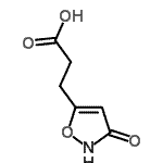 structure of CAS# 75989-19-4, 3-(3-Hydroxy-1,2-oxazol-5-yl)propanoic acid;3-(3-hydroxy-1,2-oxazol-5-yl)propanoic acid;3-(3-hydroxy-5-isoxazolyl)propanoic acid;3-(3-hydroxyisoxazol-5-yl)propanoic acid
