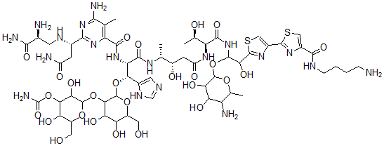 CAS#: 76069-32-4， N1-(4-Aminobutyl)-13-[(4-Amino-4,6-Dideoxy-alpha-L-Talopyranosyl)Oxy]-19-Demethyl-12-Hydroxybleomycinamide