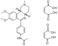 CAS 登录号:76166-55-7, 6-(4-乙酰氨基苯基)-1,2,3,4,4a,10b-六氢-8,9-二甲氧基-2-甲基苯并(c)(1,6)-萘啶二(马来酸氢盐)