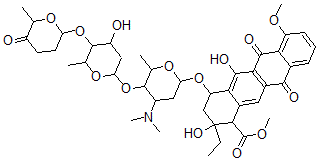 CAS#: 76304-86-4， Methyl 4-[4-Dimethylamino-5-[4-Hydroxy-6-Methyl-5-(6-Methyl-5-Oxooxan-2-Yl)Oxyoxan-2-Yl]Oxy-6-Methyloxan-2-Yl]Oxy-2-Ethyl-2,5-Dihydroxy-7-Methoxy-6,11-Dioxo-3,4-Dihydro-1H-Tetracene-1-Carboxylate