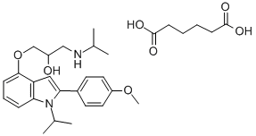 CAS#: 76410-41-8， 1-[2-(4-Methoxyphenyl)-1-Propan-2-Ylindol-4-Yl]Oxy-3-(Propan-2-Ylamino)Propan-2-Ol hexanedioate (1:1) (salt)