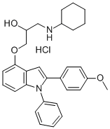 CAS#: 76423-55-7， 1-(Cyclohexylamino)-3-[2-(4-Methoxyphenyl)-1-Phenylindol-4-Yl]Oxypropan-2-Ol Hydrochloride