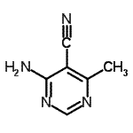 structure of CAS# 76574-44-2, 4-Amino-6-methyl-5-pyrimidinecarbonitrile;4-Amino-6-methylpyrimidine-5-carbonitrile;6-methyl-5-cyano-4-aminopyrimidine;MFCD01312248