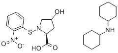 structure of CAS# 7675-54-9, N-O-Nitrophenylsulfenyl-L-Hydroxyproline Di(Cyclohexyl)Ammonium Salt;N-O-NPS-L-Hydroxyproline, Dicyclohexylammonium Salt N-O-Nitrophenylsulfenyl-L-Hydroxyproline, Dicyclohexylammonium Salt;N-(2-NITROPHENYLSULFENYL)-L-HYDROXYPROLINE (DICYCLOHEXYLAMMONIUM) SALT;N-O-NITROPHENYLSULFENYL-L-HYDROXYPROLINE DI(CYCLOHEXYL)AMMONIUM SALT
