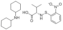 structure of CAS# 7675-57-2, N-((2-Nitrophenyl)Thio)-L-Valine Compound With Dicyclohexylamine (1:1);N-(2-NITROPHENYLTHIO)-L-VALINE DICYCLOHEXYLAMMONIUM SALT;2-NITROPHENYLSULFANYL-L-VALINE DICYCLOHEXYLAMMONIUM SALT;N-O-NITROPHENYLSULFENYL-L-VALINE*DI(CYCL OHEXYL)AMMO