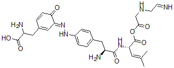 CAS#: 76995-89-6， 2-Amino-3-[(3E)-3-[[4-[(2S)-2-Amino-3-[[(2S)-1-[2-(2-Iminoethylamino)Acetyl]Oxy-4-Methyl-1-Oxopent-3-En-2-Yl]Amino]-3-Oxopropyl]Phenyl]Hydrazinylidene]-4-Oxo-1-Cyclohexa-1,5-Dienyl]Propanoic Acid