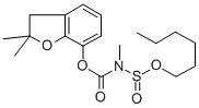 CAS 登录号：77248-43-2， (2,2-二甲基-3H-1-苯并呋喃-7-基)N-己氧基亚磺酰-N-甲基氨基甲酸酯