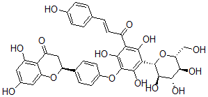 CAS#: 77782-91-3， (2S)-5,7-Dihydroxy-2-[4-[2,4,6-Trihydroxy-3-[(E)-3-(4-Hydroxyphenyl)Prop-2-Enoyl]-5-[(2S,3R,4R,5S,6R)-3,4,5-Trihydroxy-6-(Hydroxymethyl)Oxan-2-Yl]Phenoxy]Phenyl]Chroman-4-One