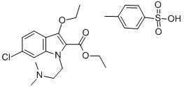 CAS#: 77941-23-2， 1-(beta-Dimethylaminoaethyl)-2-ethoxycarbonyl-3-ethoxy-6-chloro-indol-toluol-4-sulfonate
