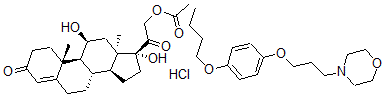 CAS 登录号：78457-00-8， (11beta)-21-(乙酰氧基)-11,17-二羟基-孕甾-4-烯-3,20-二酮与4-(3-(4-丁氧基苯氧基)丙基)吗啉盐酸盐的混合物