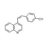 structure of CAS# 789-76-4, 4-[(Z)-2-(4-Quinolinyl)vinyl]phenol;4-[2-(4-quinolinyl)vinyl]phenol;MFCD07359593
