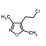 structure of CAS# 79379-02-5, 4-(2-Chloroethyl)-3,5-dimethyl-1,2-oxazole;4-(2-Chloroethyl)-3,5-dimethylisoxazole;4-(2-Chloro-ethyl)-3,5-dimethyl-isoxazole;MFCD00459757