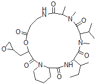 CAS#: 79385-96-9， 16-Butan-2-Yl-10,11,14-Trimethyl-3-(Oxiran-2-Ylmethyl)-13-Propan-2-Yl-4-Oxa-1,8,11,14,17-Pentazabicyclo[17.4.0]Tricosane-2,5,9,12,15,18-Hexone