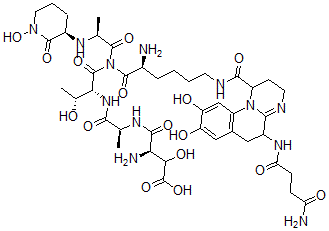 CAS#: 79438-64-5， (3R)-3-Amino-4-[[(2S)-1-[[(2R,3R)-1-[[(2S)-2-Amino-6-[[5-[(4-Amino-4-Oxobutanoyl)Amino]-8,9-Dihydroxy2,3,5,6-Tetrahydro-1H-Pyrimido[3,2-a]Quinoline-1-Carbonyl]Amino]Hexanoyl]-[(2S)-2-[[(3R)-1-Hydroxy-2-Oxopiperidin-3-Yl]Amino]Propanoyl]Amino]-3-Hydroxy-1-Oxobutan-2-Yl]Amino]-1-Oxopropan-2-Yl]Amino]-2-Hydroxy-4-Oxobutanoic Acid