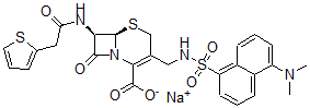 CAS#: 79645-00-4， Sodium (6R,7R)-3-[[(5-Dimethylaminonaphthalen-1-Yl)Sulfonylamino]Methyl]-8-Oxo-7-[(2-Thiophen-2-Ylacetyl)Amino]-5-Thia-1-Azabicyclo[4.2.0]Oct-2-Ene-2-Carboxylate