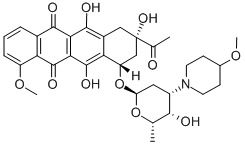 CAS#: 79867-76-8， 9-Acetyl-6,9,11-Trihydroxy-10-[5-Hydroxy-4-(4-Methoxypiperidin-1-Yl)-6-Methyloxan-2-Yl]Oxy-1-Methoxy-8,10-Dihydro-7H-Tetracene-5,12-Dione