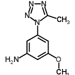 structure of CAS# 799262-39-8, 3-Methoxy-5-(5-methyl-1H-tetrazol-1-yl)aniline;3-Methoxy-5-(5-methyl-tetrazol-1-yl)-phenylamine;5-methoxy-3-(5-methyl(1,2,3,4-tetraazolyl))phenylamine;BAS 07016882
