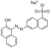 structure of CAS# 8003-59-6, Acid Red 9;Sodium 6-[(N'z)-N'-(2-Oxo-1-Naphthylidene)Hydrazino]Naphthalene-1-Sulfonate;Sodium 6-[(N'z)-N'-(2-Oxo-1-Naphthylidene)Hydrazino]-1-Naphthalenesulfonate;Sodium 6-[(N'z)-N'-(2-Keto-1-Naphthylidene)Hydrazino]Naphthalene-1-Sulfonate