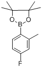 structure of CAS# 815631-56-2, 4-Fluoro-2-Methylphenylboronic Acid Pinacol Ester;2-(4-FLUORO-2-METHYLPHENYL)-4,4,5,5-TETRAMETHYL-1,3,2-DIOXABOROLANE;4-FLUORO-2-METHYLPHENYLBORONIC ACID, PINACOL ESTER