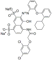 CAS#: 83027-52-5， Disodium 6-[[2-(2-Cyclohexylphenoxy)Phenyl]Azo]-4-[[(2,4-Dichlorophenoxy)Acetyl]Amino]-5-Hydroxynaphthalene-1,7-Disulphonate