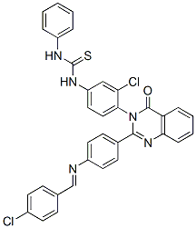 CAS#: 83408-67-7， 1-[3-Chloro-4-[2-[4-[(4-Chlorophenyl)Methylideneamino]Phenyl]-4-Oxo-Quinazolin-3-Yl]Phenyl]-3-Phenyl-Thiourea