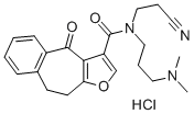 CAS 登录号：83494-80-8， 9,10-二氢-N-(2-氰基乙基)-N-(3-(二甲基氨基)丙基)-4-氧代-4H-苯并(4,5)环庚并[1,2-b]呋喃-3-甲酰胺单盐酸盐
