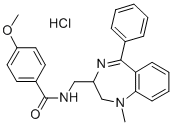 CAS#: 83736-55-4， 4-Methoxy-N-((1-Methyl-5-Phenyl-2,3-Dihydro-1,4-Benzodiazepin-2-Yl)Methyl)-Benzamide Monohydrochloride