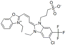 CAS#: 83783-58-8， 2-[3-[5-Chloro-3-Ethyl-1,3-Dihydro-1-(3-Sulfopropyl)-6-(Trifluoromethyl)-2H-Benzimidazol-2-Ylidene]-1-Propen-1-Yl]-3-Ethyl-Benzoxazolium Inner Salt