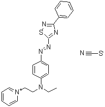 CAS#: 84000-78-2， 1-[2-(Ethyl{4-[(3-phenyl-1,2,4-thiadiazol-5-yl)diazenyl]phenyl}amino)ethyl]pyridinium thiocyanate