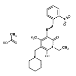 CAS#: 84041-76-9， 1-Ethyl-6-hydroxy-4-methyl-3-[(2-nitrophenyl)diazenyl]-5-(1-piperidinylmethyl)-2(1H)-pyridinone acetate (1:1)