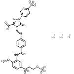 CAS#: 84145-46-0， Hydrogen sodium 4-({4-[(2-methoxy-5-{[2-(sulfonatooxy)ethyl]sulfonyl}phenyl)carbamoyl]phenyl}diazenyl)-5-oxo-1-(4-sulfonatophenyl)-4,5-dihydro-1H-pyrazole-3-carboxylate (1:2:1)
