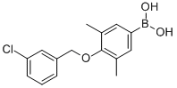 structure of CAS# 849062-21-1, B-[4-[(3-Chlorophenyl)methoxy]-3,5-dimethylphenyl]-Boronic acid;4-(3’-Chlorobenzyloxy)-3,5-Dimethylphenylboronic