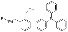 structure of CAS# 849417-33-0, Bromo[(2-(Hydroxy)Methyl)Phenylmethyl](Triphenylphosphine)Palladium(Ii)