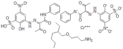 CAS#: 84961-85-3， Bis[2-Hydroxy-5-Nitro-3-[[2-Oxo-1-[(Phenylamino)Carbonyl]Propyl]Azo]Benzenesulfonato(3-)] -Chromate(3-) Compd. With 3-[(2-Ethylhexyl)Oxy]-1-Propanamine