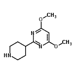 structure of CAS# 849924-99-8, 4,6-Dimethoxy-2-(4-piperidinyl)pyrimidine;4,6-dimethoxy-2-(4-piperidyl)pyrimidine;4,6-Dimethoxy-2-piperidin-4-ylpyrimidine;MFCD03406618