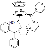 结构式 CAS# 851308-43-5, (S)-(-)-[(S)-2-二苯基膦基二茂铁][2-二苯基膦基苯基]甲醇