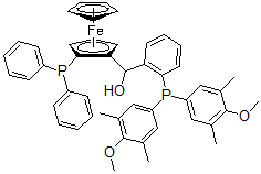结构式 CAS# 851308-47-9, (S)-(-)-[(S)-2-二苯基膦基二茂铁][2-二(3,5-二甲基-4-甲氧基苯基)膦基苯基]甲醇