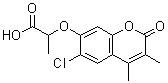 structure of CAS# 853892-42-9, 2-[(6-Chloro-3,4-dimethyl-2-oxo-2H-chromen-7-yl)oxy]propanoic acid;2-[(6-chl<wbr>oro-3,4-d<wbr>imethyl-2<wbr>-oxo-2H-c<wbr>hromen-7-<wbr>yl)oxy]pr<wbr>opanoic a<wbr>cid;2-[(6-Chl<wbr>oro-3,4-d<wbr>imethyl-2<wbr>-oxo-2H-c<wbr>hromen-7-<wbr>yl)-oxy]p<wbr>ropanoic <wbr>acid;MFCD05863721