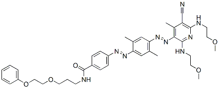 CAS#: 85392-20-7， 4-[[4-[[5-Cyano-2,6-Bis[(2-Methoxyethyl)Amino]-4-Methyl-3-Pyridyl]Azo]-2,5-Dimethylphenyl]Azo]-N-[3-(2-Phenoxyethoxy)Propyl]Benzamide