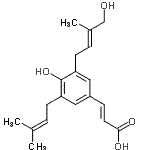 CAS#: 85819-52-9， (2E)-3-{4-Hydroxy-3-[(2E)-4-hydroxy-3-methyl-2-buten-1-yl]-5-(3-methyl-2-buten-1-yl)phenyl}acrylic acid