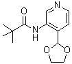 structure of CAS# 869735-24-0, N-[4-(1,3-Dioxolan-2-yl)-3-pyridinyl]-2,2-dimethylpropanamide;N-(4-(1,3-dioxolan-2-yl)pyridin-3-yl)pivalamide;N-(4-[1,3<wbr>]Dioxolan<wbr>-2-yl-pyr<wbr>idin-3-yl<wbr>)-2,2-dim<wbr>ethylprop<wbr>ionamide;N-(4-[1,3<wbr>]Dioxolan<wbr>-2-yl-pyr<wbr>idin-3-yl<wbr>)-2,2-dim<wbr>ethyl-pro<wbr>pionamide