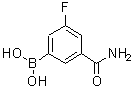 structure of CAS# 871332-66-0, (3-Carbamoyl-5-fluorophenyl)boronic acid;??3-(Aminocarbonyl)-5-fluorophenylboronic acid;3-(Aminocarbonyl)-5-fluorobenzeneboronic acid;3-(Aminocarbonyl)-5-fluorophenylboronic acid