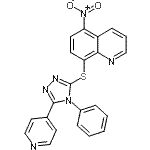 CAS#: 87236-39-3， 5-Nitro-8-{[4-phenyl-5-(4-pyridinyl)-4H-1,2,4-triazol-3-yl]sulfanyl}quinoline