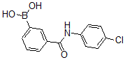 structure of CAS# 874288-31-0, B-[3-[[(4-Chlorophenyl)Amino]Carbonyl]Phenyl]-Boronic Acid;3-[(4-Chlorophenyl)Carbamoyl]Benzeneboronic Acid 98%;3-(4-Chlorophenylcarbamoyl)Phenylboronic Acid;3-Borono-N-(4-Chlorophenyl)Benzamide